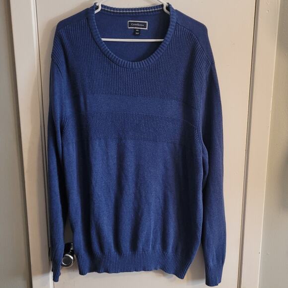Club Room Blue Cotton Sweater Sz XXL Crewneck Pullover Classic Knit Dadcore - Picture 1 of 6